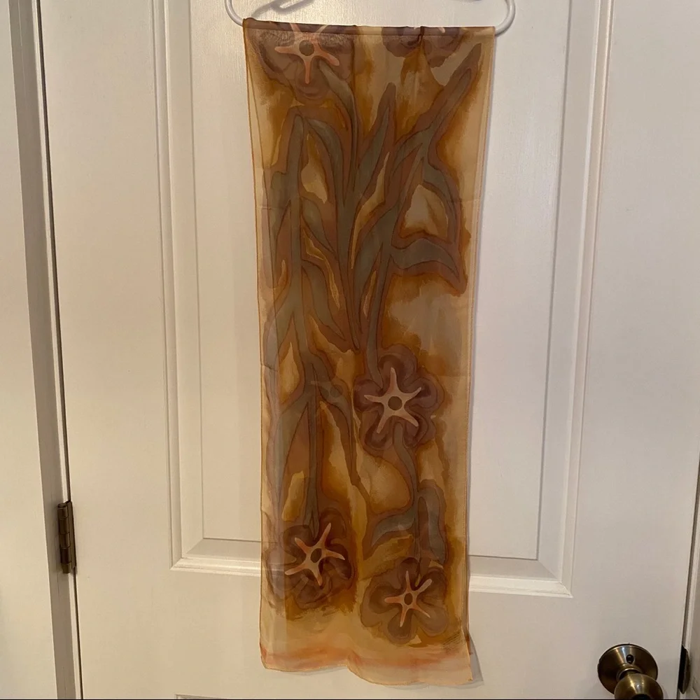 ELAINE GOLD COLLECTION XIIX SCARF GOLD STARFISH SILK LONG RECTANGLE ACCESSORY